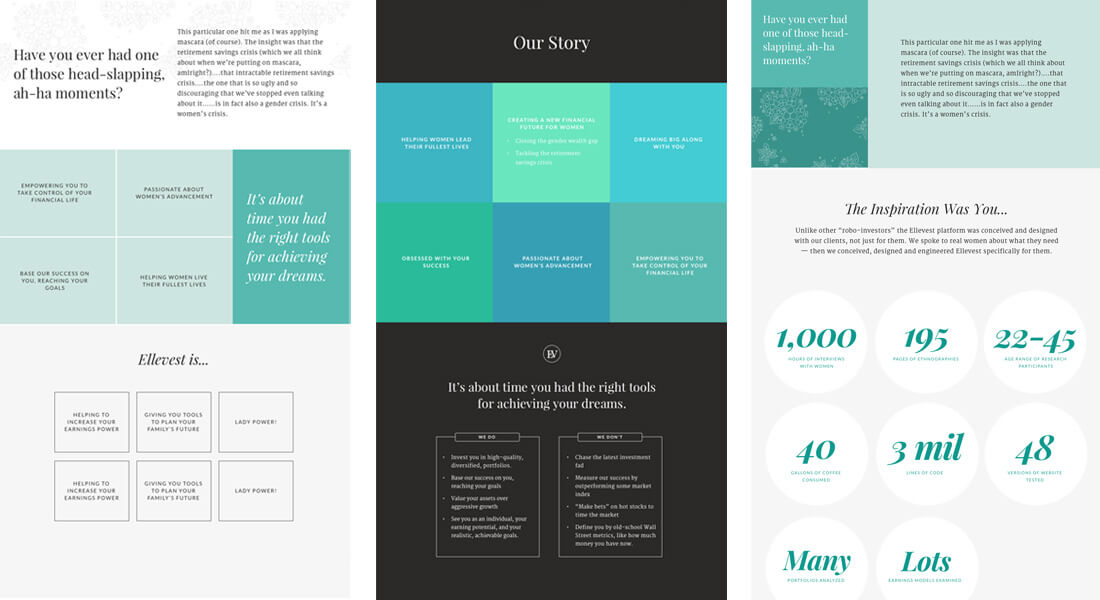 About Us Page Layout Explorations
